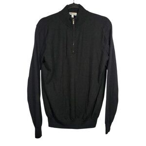 NWOT Peter Millar Sweater Women's M Black 1/4 Zip Pullover Merino Wool Blend